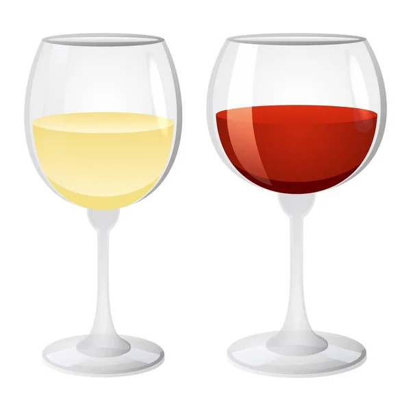 White Red Wine Glasses Vector Illustration — Stock Vector