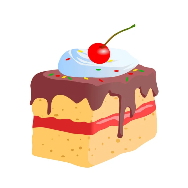 Reális Torta Sütemény Fehér Háttér Vektor Illusztráció — Stock Vector