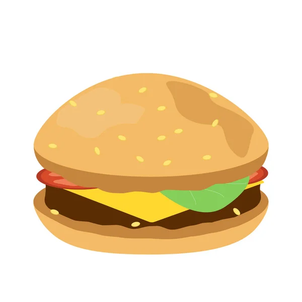 Realistic Big Hamburger White Background Vector Illustration — Stock Vector