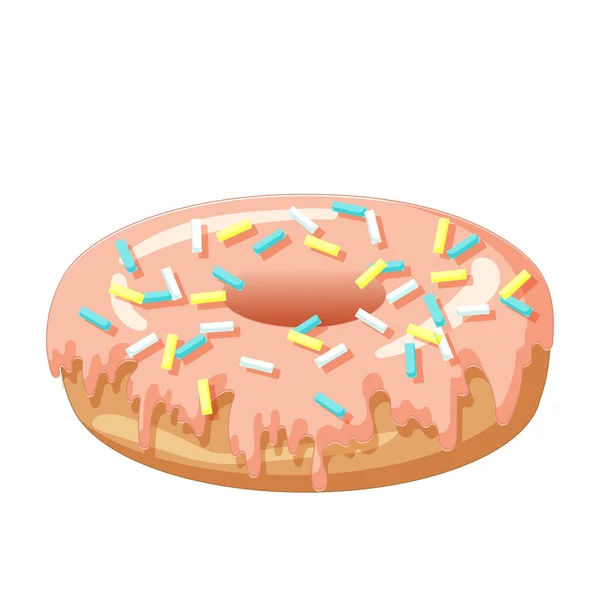 Realistischer Runder Donut Auf Weißem Hintergrund Vector Illustration — Stockvektor