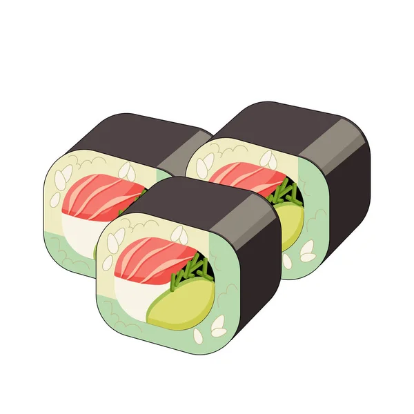 Realistische Fischbrötchen Das Japanische Nationalgericht Vektorillustration — Stockvektor