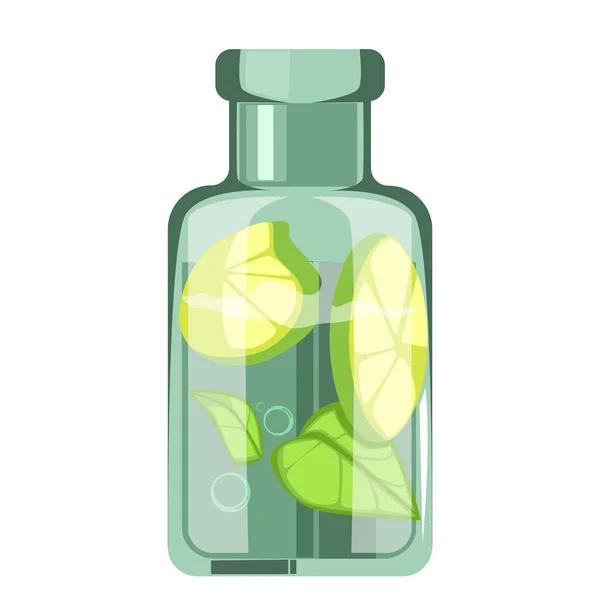 Botella Realista Jugo Limón Sobre Fondo Blanco Ilustración Vectorial — Vector de stock