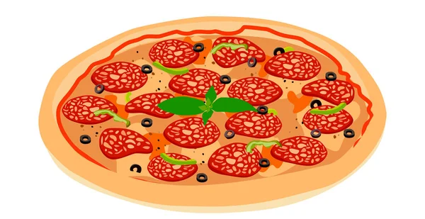 Pizza Realista Con Pepperoni Diferentes Tipos Salsas Quesos Ilustración Vectorial — Vector de stock