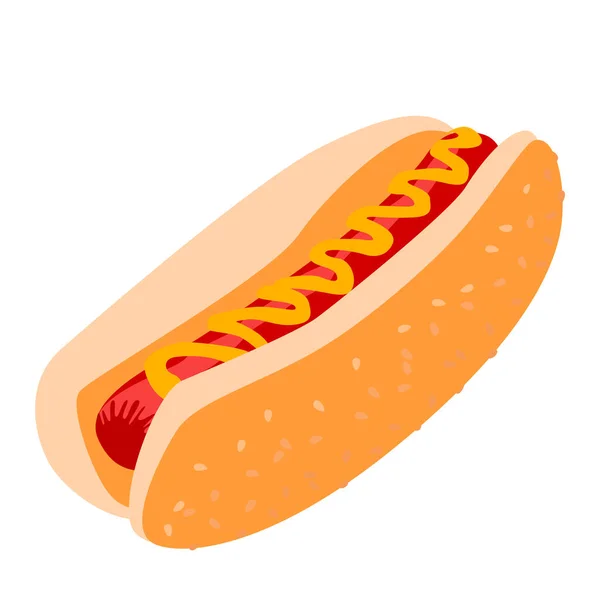 Sandwich Réaliste Aux Saucisses Légumes Frais Illustration Vectorielle — Image vectorielle