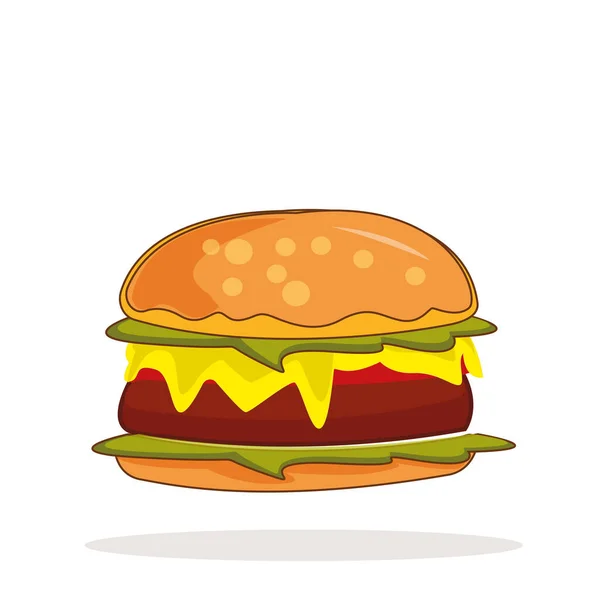 Grande Hamburger Realistico Sfondo Bianco Illustrazione Vettoriale — Vettoriale Stock