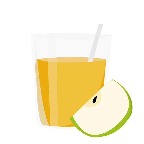 Vaso Realista Zumo Manzana Sobre Fondo Blanco Ilustración Vectorial — Vector de stock