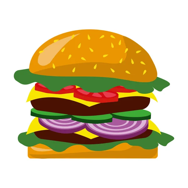 Realista Nagy Hamburger Fehér Háttér Vektor Illusztráció — Stock Vector