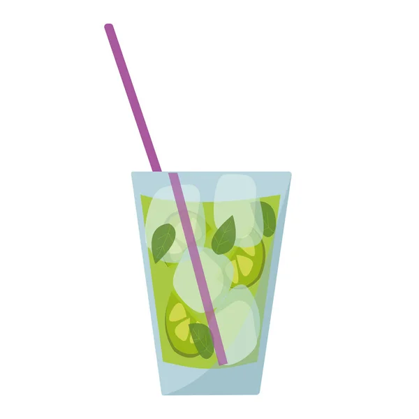 Verre Réaliste Limonade Fraîche Sur Fond Blanc Illustration Vectorielle — Image vectorielle