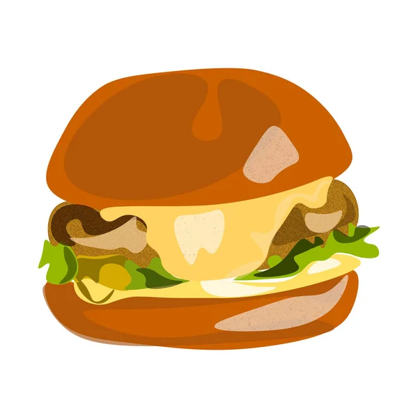 Hamburguesa Grande Realista Sobre Fondo Blanco Ilustración Vectorial — Archivo Imágenes Vectoriales