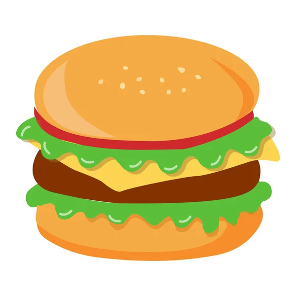 Hamburguesa Grande Realista Sobre Fondo Blanco Ilustración Vectorial — Archivo Imágenes Vectoriales