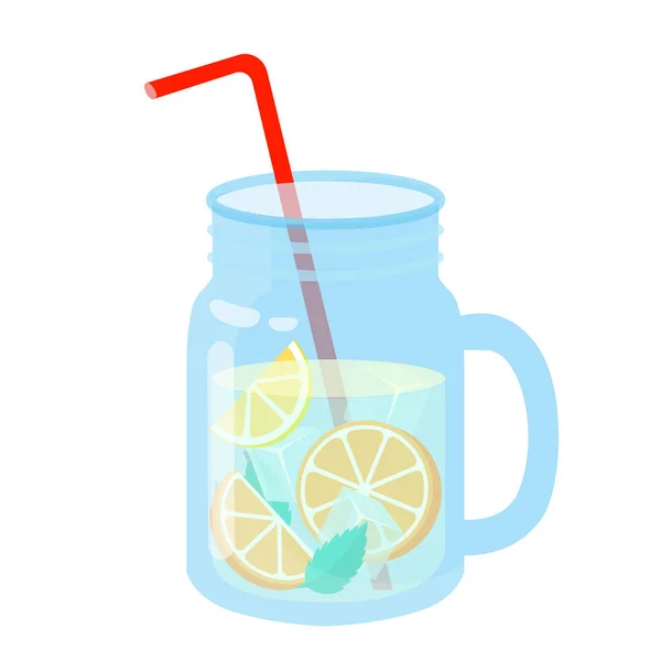 Ρεαλιστικό Ποτήρι Λεμονάδα Φρέσκο Λευκό Φόντο Vector Illustration — Διανυσματικό Αρχείο