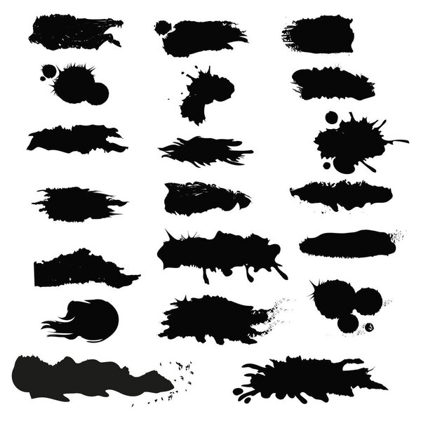 Различные штрихи черной краски на белом фоне - векторная иллюстрация