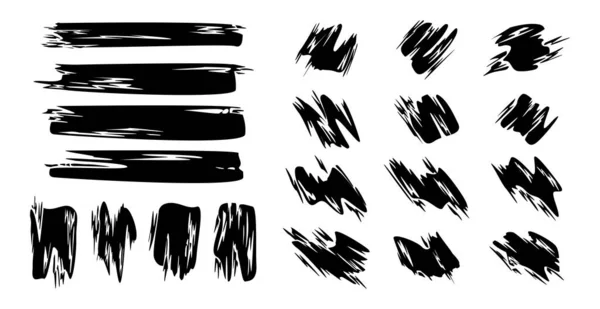 Différents Traits Peinture Noire Sur Fond Blanc Illustration Vectorielle — Image vectorielle