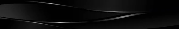Abstrakt mörk svart strukturerad panorama bakgrund med släta silvriga linjer — Stock vektor