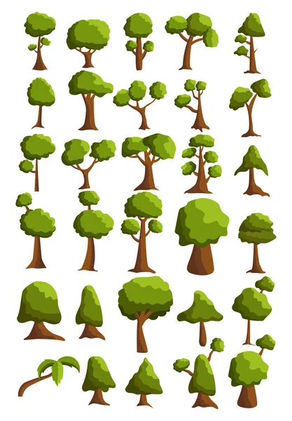 Seth Bäume Aus Verschiedenen Klimazonen Auf Weißem Hintergrund Vektorillustration — Stockvektor
