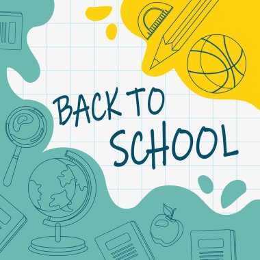 Okula Dönüş, New School Start - Vektör illüstrasyonu