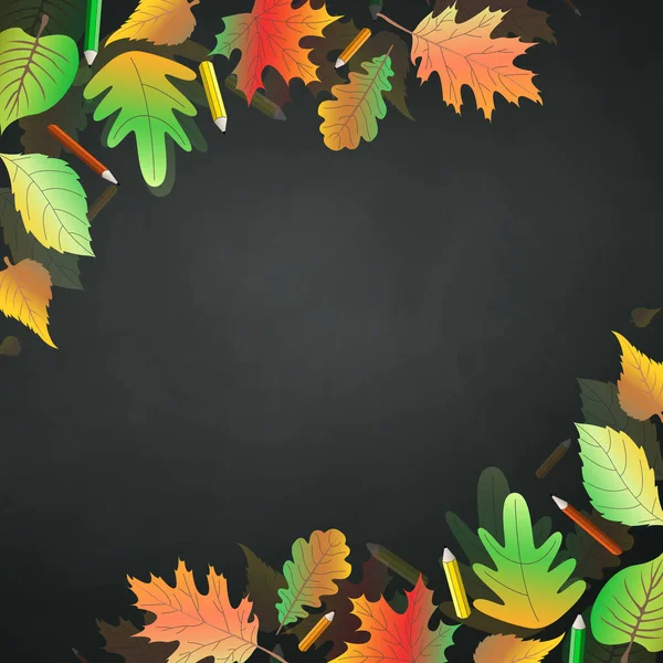 Herbst Schule Hintergrund Mit Ort Unter Ihrem Text Vektorillustration — Stockvektor