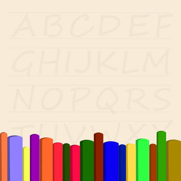 Set Multicolored Felt Tip Pens Background English Alphabet Vector Illustration — 스톡 벡터