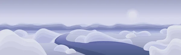 Panoramic mountain landscape, peaks and hills in the clouds - Vector illustration