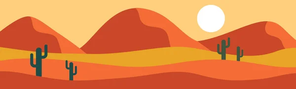 Panoramalandschaft Heiße Wüste Sanddünen Vektorillustration — Stockvektor