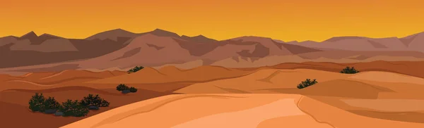 Panoramic Landscape Hot Desert Sand Dunes Vector Illustration — Stock Vector