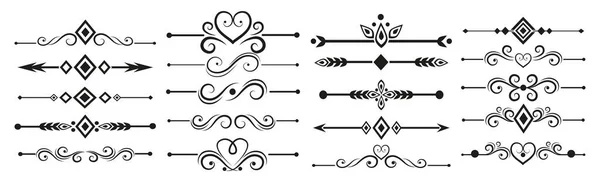 Сет Вибір Різних Елементів Лінійних Орнаментів Векторні Ілюстрації — стоковий вектор