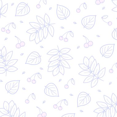 Birçok sonbahar yeşilliğine sahip beyaz arkaplan - Vektör illüstrasyonu