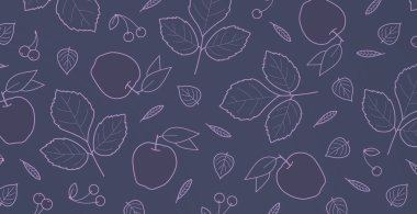 Birçok sonbahar yeşilliğine sahip mavi arkaplan - Vektör illüstrasyonu