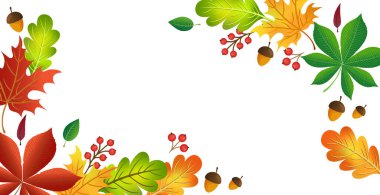 Realistic autumn foliage, white background with space for text - illustration
