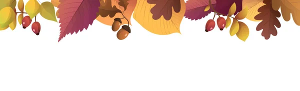 現実的な秋の葉 テキストのためのスペースと白の背景 ベクトルイラスト — ストックベクタ