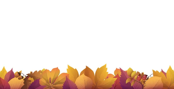 Realistisches Herbstlaub Weißer Hintergrund Mit Platz Für Text Vektorillustration — Stockvektor