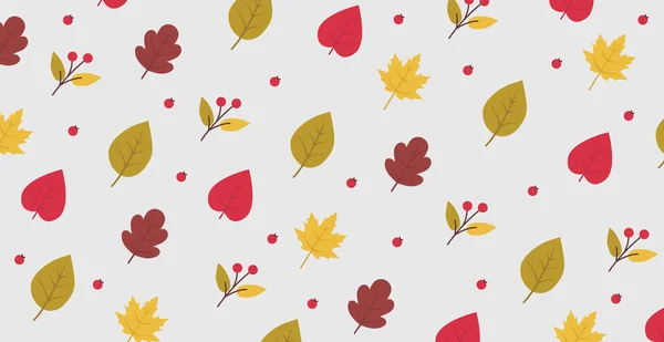 Pattern Various Leaves White Background Vector Illustration — Stock vektor