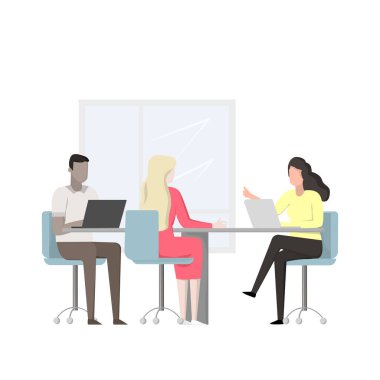 Ekibe finansal performansın iş sunumu - Vektör illüstrasyonu