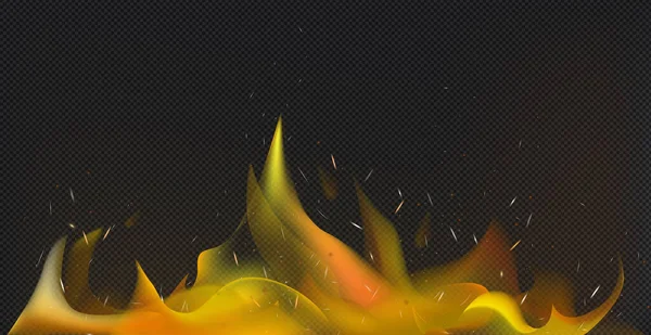 Realistisches Feuer Auf Dunklem Hintergrund Vektor Illustration — Stockvektor