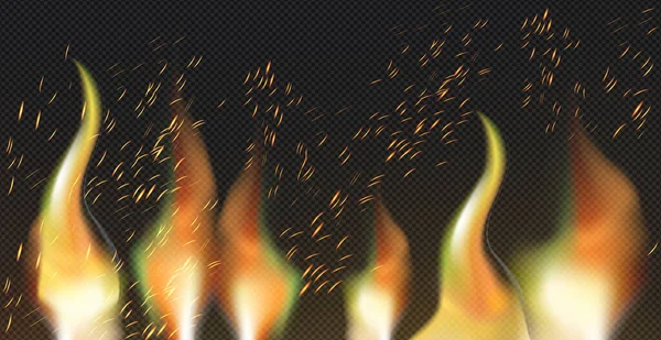 暗い背景で現実的な火災 ベクトルイラスト — ストックベクタ