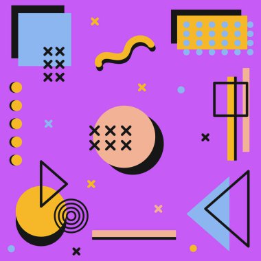 Farklı geometrik şekillere sahip soyut arkaplan - Vektör