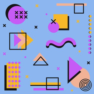 Farklı geometrik şekillere sahip soyut arkaplan - Vektör