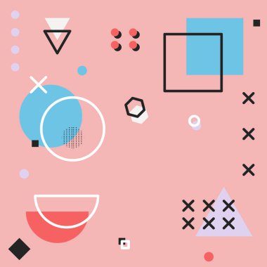 Farklı geometrik şekillere sahip soyut arkaplan - Vektör