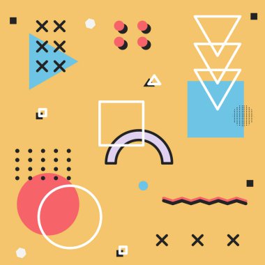 Farklı geometrik şekillere sahip soyut arkaplan - Vektör