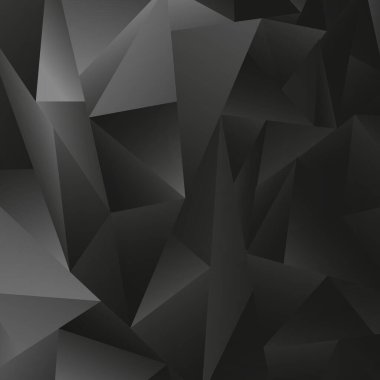 Farklı boyutlarda soyut siyah ve gri eğimli üçgenler - Vektör çizimi