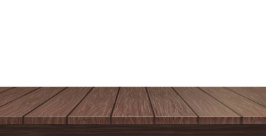 Büyük masa üstü, sert ahşap doku, beyaz arkaplan - Vektör illüstrasyonu