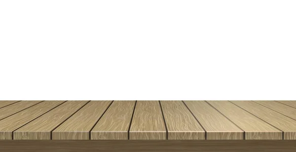 Velká Deska Stolu Dřevěná Textura Prken Bílé Pozadí Vektorová Ilustrace — Stockový vektor