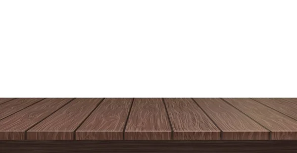 Große Tischplatte Massivholzstruktur Weißer Hintergrund Vector Illustration — Stockvektor