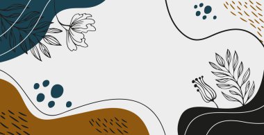 Çiçekli ve geometrik elementlerle soyut modayı takip eden dikdörtgen arka plan. Tasarım için Web Şablonu - Vektör illüstrasyonu