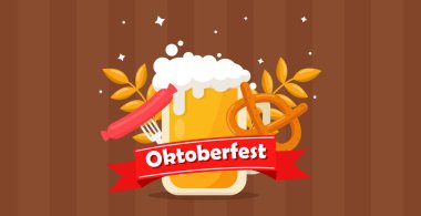 Münih Uluslararası Bira Festivali, Ekim Festivali, reklam arkaplanı - Vektör illüstrasyonu