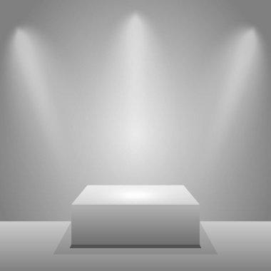 Bir ışık stüdyosundaki gerçekçi dikdörtgen beyaz podyum - Vektör illüstrasyonu