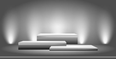 Bir ışık stüdyosundaki gerçekçi dikdörtgen beyaz podyum - Vektör illüstrasyonu