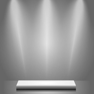 Bir ışık stüdyosundaki gerçekçi dikdörtgen beyaz podyum - Vektör illüstrasyonu