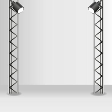 Sahne ışıkları aydınlatan gerçekçi ışık stüdyosu - Vektör illüstrasyonu