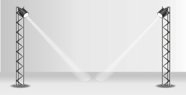 Sahne ışıkları aydınlatan gerçekçi ışık stüdyosu - Vektör illüstrasyonu